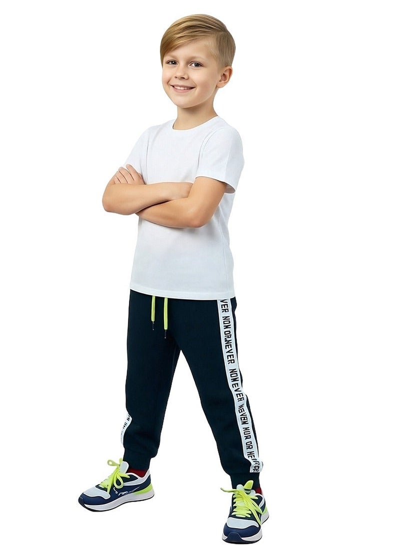 ويني بي سراويل ترينكا للطفل منisex 2-6 سنوات | سراويل بليزر بخط جانب أسود | سراويل رياضية للطفل الصغير بحزام مصطنع وأطراف مرنة باللون الأصفر الزاهي - Image 4